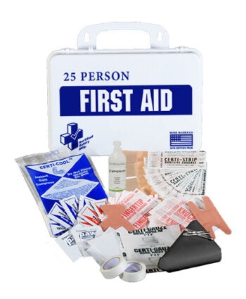 Certified Safety 16PW 25 Person Classic First Aid Kit w/ Eye Wash – Poly White Case - Image 1