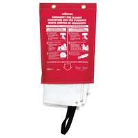 Sellstrom Emergency Fire Blanket 5 ft x 6 ft Uncoated Fiberglass with Red Vinyl Hanging Pouch