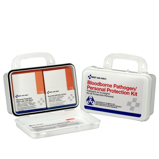 First Aid Only Bloodborne Pathogen (BBP) Unitized Spill Clean Up Kit with CPR Plastic Case - Image 1