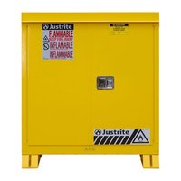 Justrite 30 Gallon, 1 Shelf, Self Close Doors, Outdoor Flammable Storage Cabinet, Yellow - 813020