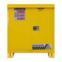 Justrite 30 Gallon, 1 Shelf, Self Close Doors, Outdoor Flammable Storage Cabinet, Yellow - 813020