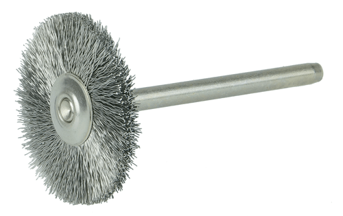 Weiler 1" Miniature Wire Wheel, .003" Stainless Steel Fill, 1/8" Stem - Image 1