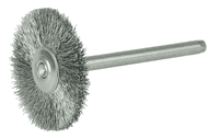 Weiler 1" Miniature Wire Wheel, .003" Stainless Steel Fill, 1/8" Stem