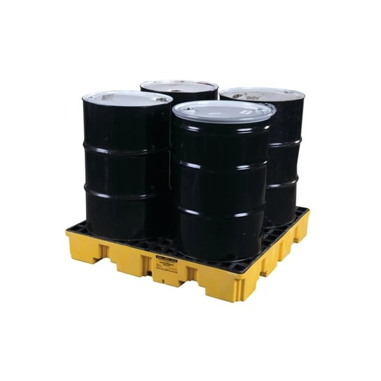 Eagle Manufacturing 4 Drum Plastic Pallet With Drain Yellow - Image 4