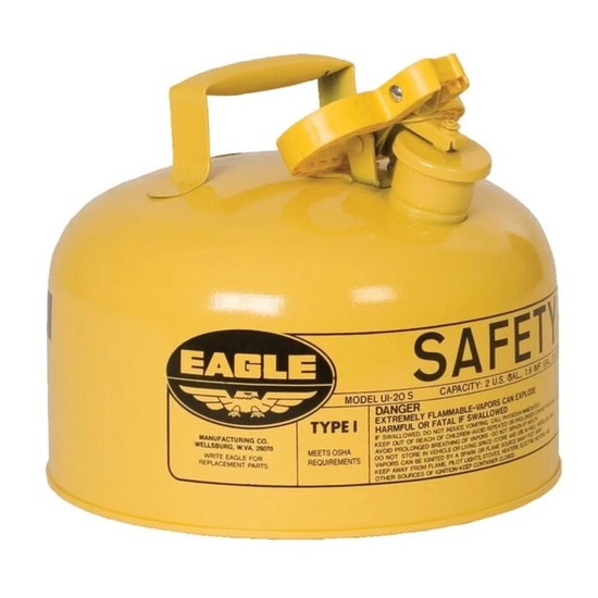 Eagle Manufacturing 2 Gallon Steel Safety Can for Diesel Type I Flame Arrester Yellow - Image 1