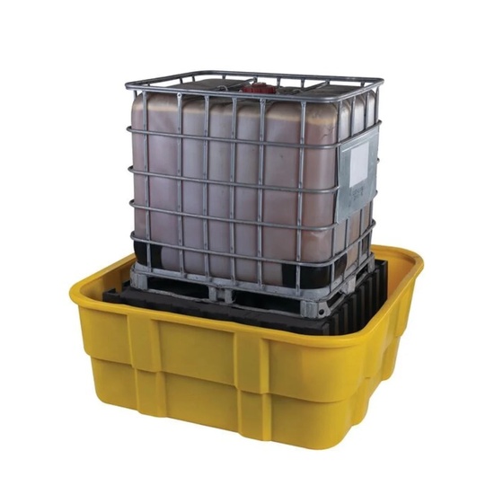 Eagle Manufacturing 400 Gallon Sump Capacity IBC Containment Unit with Polyethylene Platform No Drain Yellow - Image 2