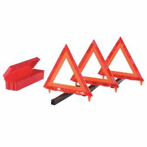 Cortina Triangle Warning Kit 3 Triangles in Living Hinge Box 18 in Red-Hi-Vix Orange