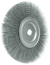 Weiler 10" Narrow Face Crimped Wire Wheel, .014" Steel Fill, 1" Arbor Hole