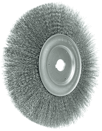 Weiler 10" Narrow Face Crimped Wire Wheel, .014" Steel Fill, 1" Arbor Hole