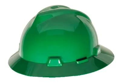 MSA V-Gard Slotted Full-Brim Hat, Green, w/Fas-Trac III Suspension - Image 2