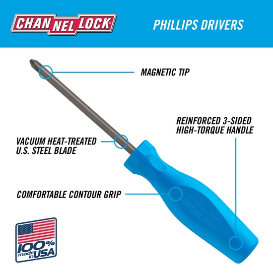 Channellock #2×4″ Phillips Screwdriver w/ Hang Tag - Image 2