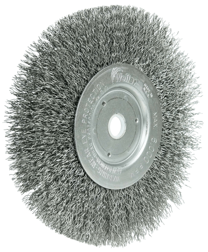 Weiler 6" Narrow Face Crimped Wire Wheel, .014" Steel Fill, 5/8"-1/2" Arbor Hole - Image 3