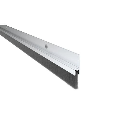 Pemko 18061CNB36 36" 3' 180 Degree Aluminum Retainer Weatherstrip with 5/8" Nylon Brush Clear Aluminum Finish - Image 1