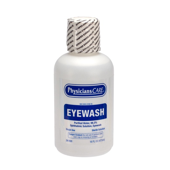 First Aid Only Eyewash Station, Double 16 oz. Screw Cap Bottle - Image 1