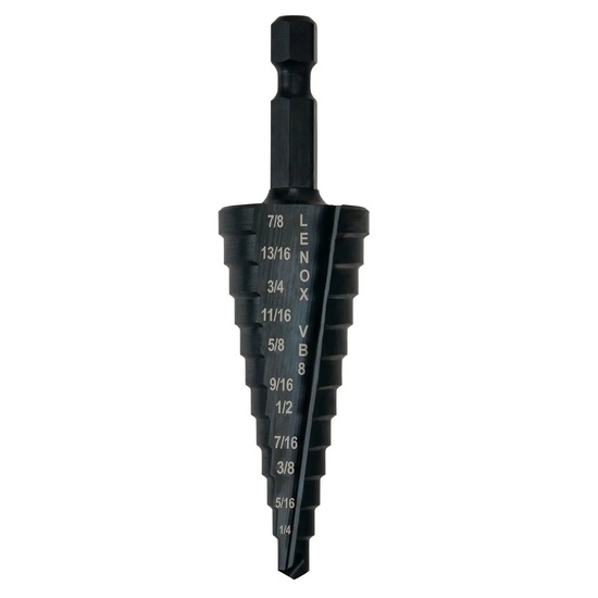 Lenox Vari-Bit Step Drill Bit #8 3/16 in to 7/8 in Cutting Diameter 12 Steps - Image 1