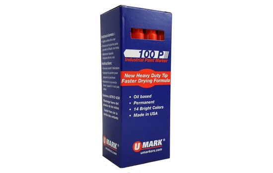 U-Mark 100P Fine Line Industrial Paint Marker – Orange - Image 2