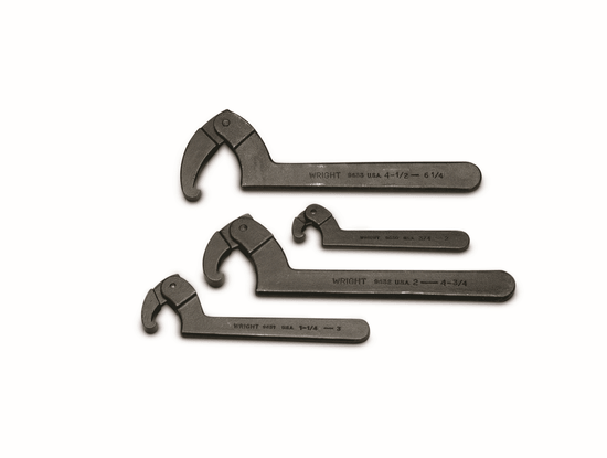 Wright Tool Adjustable Hook Spanner Wrench 4 Piece Set - Black Industrial 3/4in - 6-1/4in - Image 1