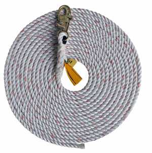 3M Rope Lifelines with Snap Hooks 30 ft Self-Locking Snap Hook 310 lb