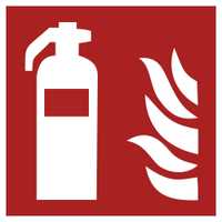 ISO 7010 F001 Fire Extinguisher Sign 4" x 4" Vinyl Sticker