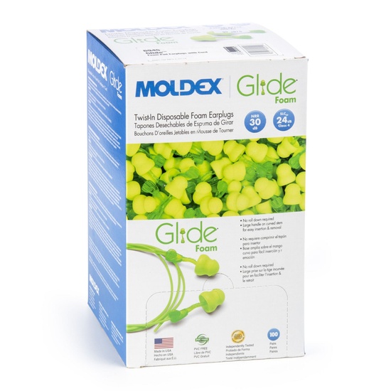 Moldex Glide® Corded Foam Twist and Push-In Earplug 6945, NRR 30dB - Image 2
