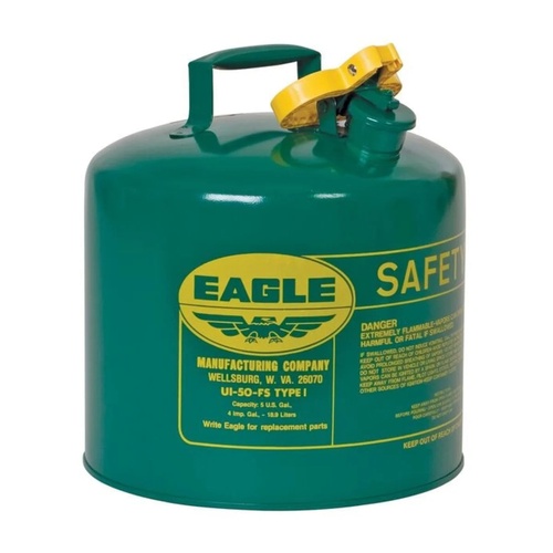 Eagle Manufacturing 5 Gallon Safety Can for Combustibles Type I Flame Arrester Green