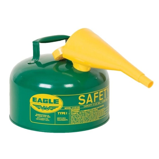 Eagle Manufacturing 2.5 Gallon Safety Can for Combustibles Type I Flame Arrester Funnel Green - Image 1