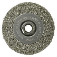 Weiler 4" Narrow Face Crimped Wire Wheel, .014" Steel Fill, 5/8"-11 UNC Nut