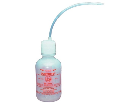 Justrite 16 Ounce, Dispensing Bottle With Flexible Tube for Flammable Liquids, Polyethylene, White - 14009 - Image 1