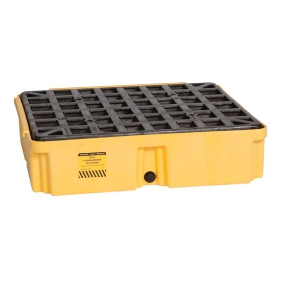 Eagle Manufacturing 1 Drum 15 Gallon Sump Capacity Modular Spill Containment Platform with Drain Yellow - Image 1