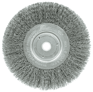 Weiler 6" Narrow Face Crimped Wire Wheel, .014" Steel Fill, 5/8"-1/2" Arbor Hole