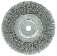 Weiler 6" Narrow Face Crimped Wire Wheel, .014" Steel Fill, 5/8"-1/2" Arbor Hole