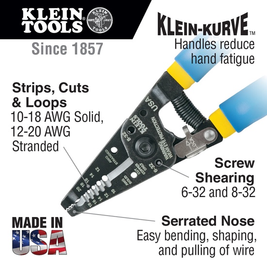 Klein Tools 11055 Solid and Stranded Copper Wire Stripper and Cutter - Image 3