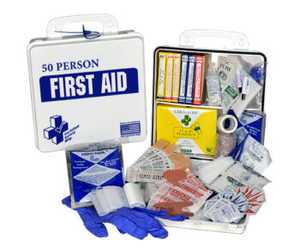 Certified Safety 24PW 50 Person Classic First Aid Kit w/ Eye Wash – Poly White Case