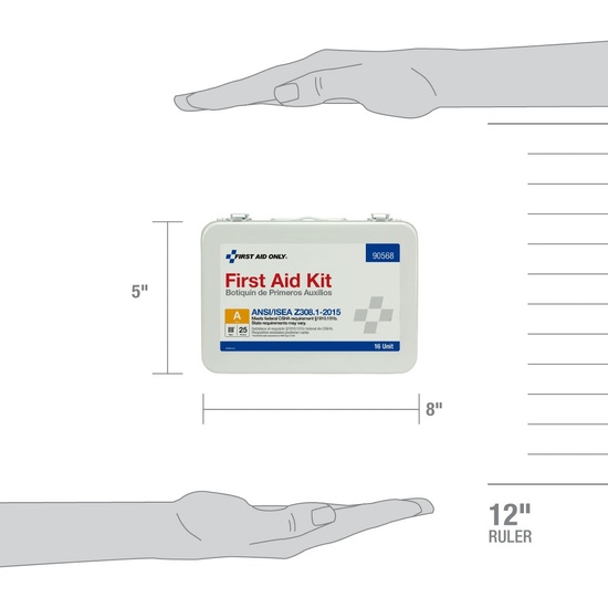 First Aid Only 25 Person 16 Unit ANSI A First Aid Kit, Steel, Weatherproof, ANSI 2015 Compliant - Image 3