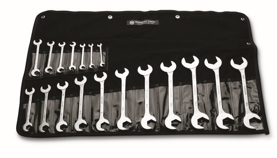 Wright Tool Open End Wrench 18 Piece Set - Double Angle 15° & 60° 11/32" - 1-1/2in - Image 1