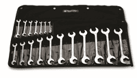 Wright Tool Open End Wrench 18 Piece Set - Double Angle 15° & 60° 11/32" - 1-1/2in