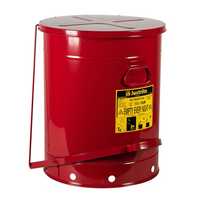 Justrite 21 Gallon, Oily Waste Can, Hands-Free, Self-Closing Cover, Red - 09700