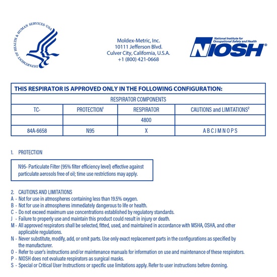 Moldex 4800 N95 Plus Nuisance Organic Vapors AirWave® Disposable Particulate Respirator with SmartStrap®, Size Medium/Large, NIOSH Approved - Image 5