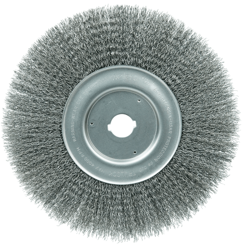 Weiler 10" Narrow Face Crimped Wire Wheel, .014" Steel Fill, 1" Arbor Hole - Image 2