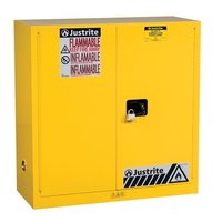 Justrite 30 Gallon, 1 Shelf, 2 Doors, Manual Close, Flammable Cabinet, Sure-Grip® EX, Yellow - 893000