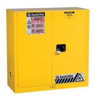Justrite 30 Gallon, 1 Shelf, 2 Doors, Manual Close, Flammable Cabinet, Sure-Grip® EX, Yellow - 893000