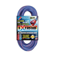 US Wire & Cable 12/3 100′ Blue/Red Extreme All-Weather Cord w/ Lighted Plug