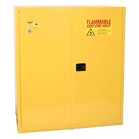 Eagle Manufacturing 110 Gallon 2 Drum Vertical 1 Shelf 2 Door Manual Close Safety Cabinet Yellow