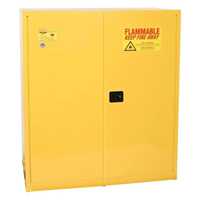Eagle Manufacturing 110 Gallon 2 Drum Vertical 1 Shelf 2 Door Manual Close Safety Cabinet Yellow
