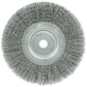 Weiler 6" Narrow Face Crimped Wire Wheel, .014" Steel Fill, 5/8"-1/2" Arbor Hole