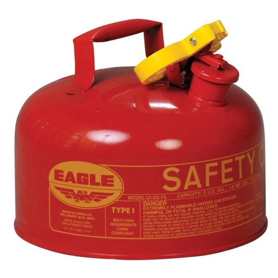 Eagle Manufacturing 2 Gallon Steel Safety Can for Flammables Type I Flame Arrester Red - Image 1