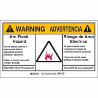 Brady Bilingual WARNING Arc Flash Hazard Labels