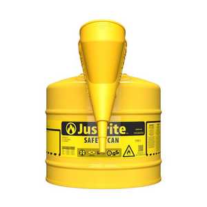 Justrite 5 Gallon Steel Safety Can for Diesel, Type I, Funnel, Flame Arrester, Yellow - 7150210