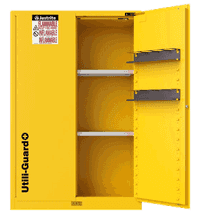 Justrite 45 Gallon, 2 Shelves, 2 Doors, Self Close, Flammable Cabinet, Sure-Grip® EX, Yellow - 894520