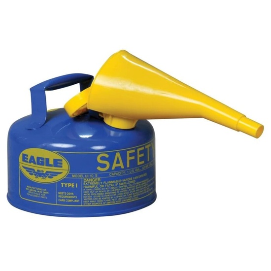 Eagle Manufacturing 1 Gallon Steel Safety Can for Kerosene Type I Flame Arrester Funnel Blue - Image 1